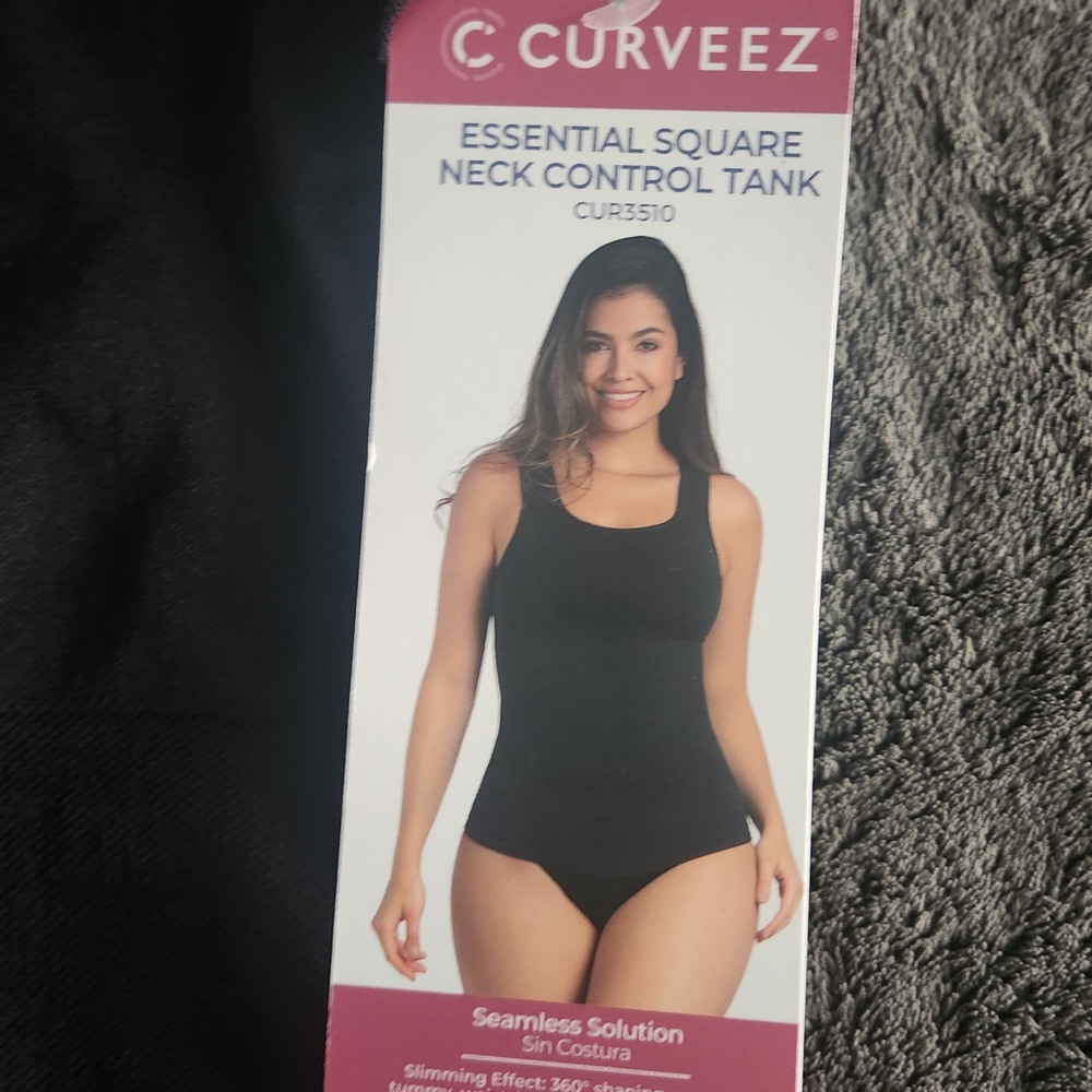 Black Essential Square Neck Control Tank